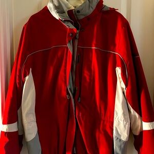 Pacific Trail heavy duty hooded red and white winter jacket. Size large